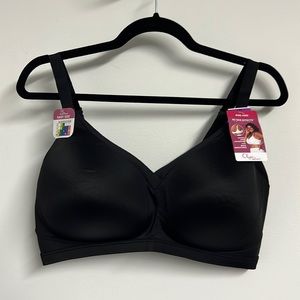 Olga by Warner. Wire Free Bra - No Side Effects Collection. Black. Size 2XL.